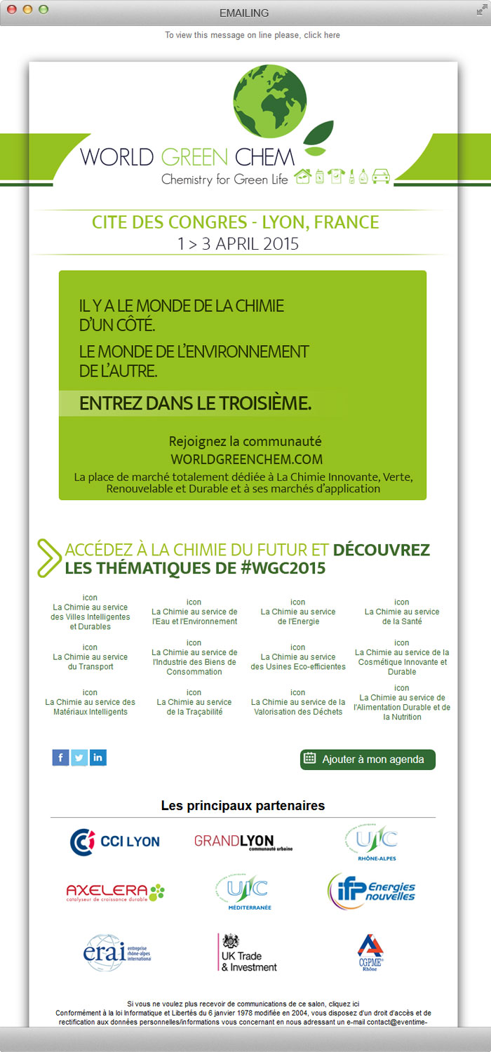 Création d'emailing World Green Chem